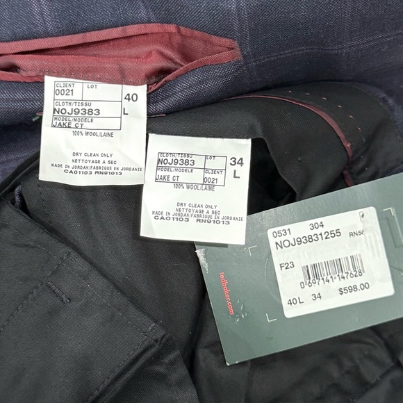 Ted Baker London No Ordinary Joe Jake 100% Wool Suit Navy Windowpane 40Long 34W - Picture 3 of 16